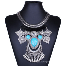 Collar tribal tallado hermoso retro de la joyería turca del collar de la moneda de la vendimia